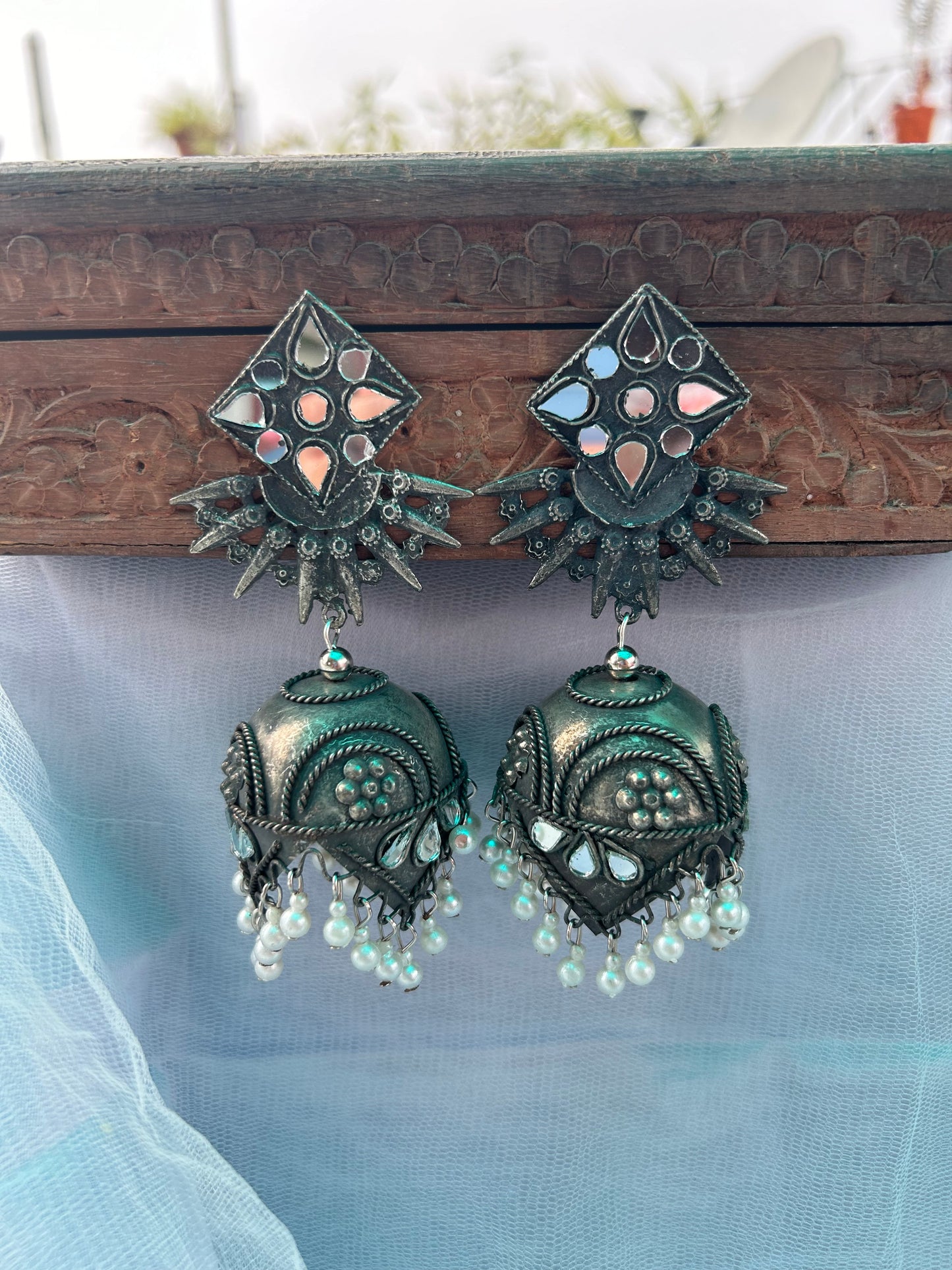 Tara oxidised jhumka