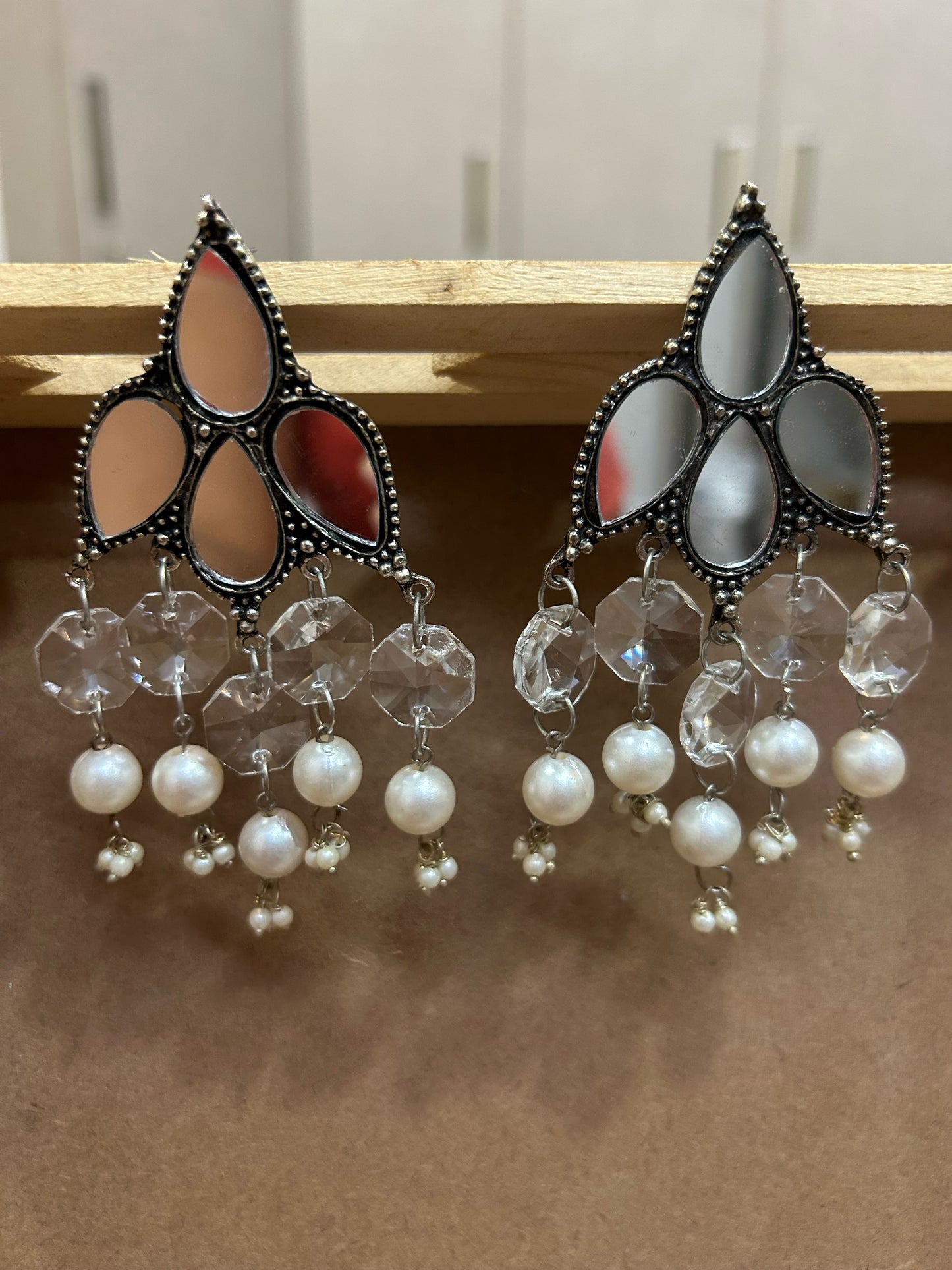 Mirror pearl earings