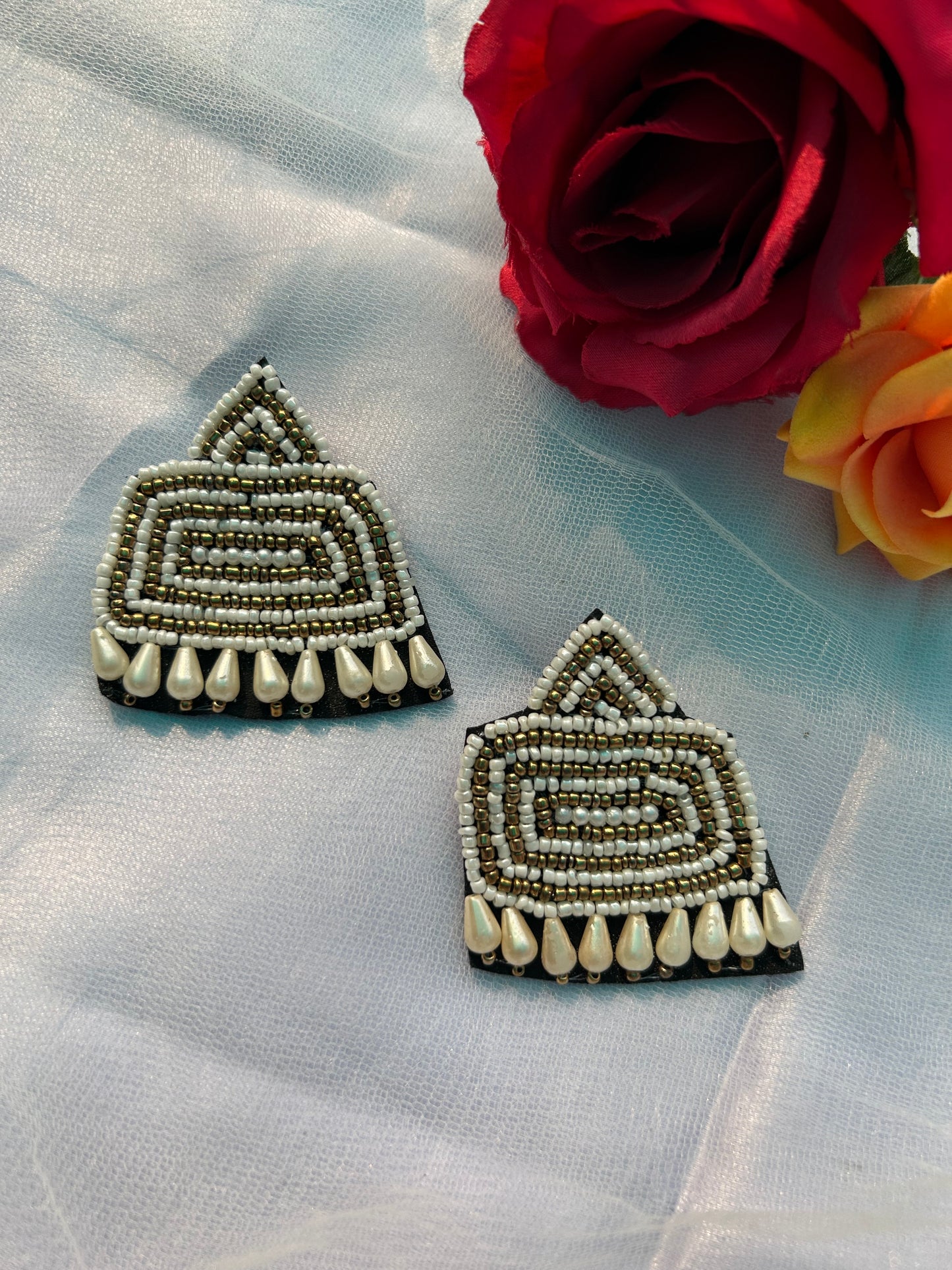 Trapezium beaded earings