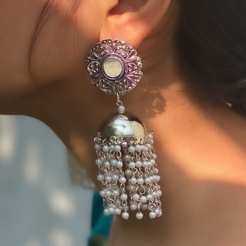 Moti mirror jhumka