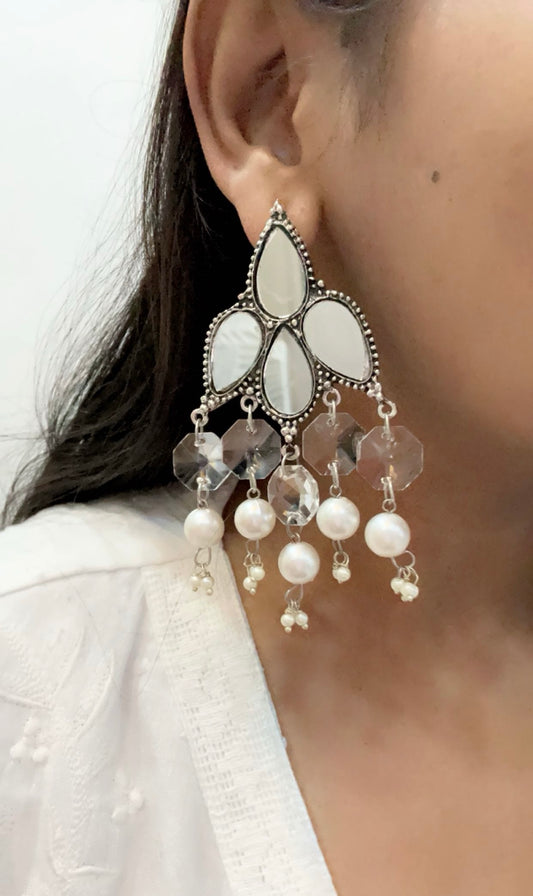 Mirror pearl earings