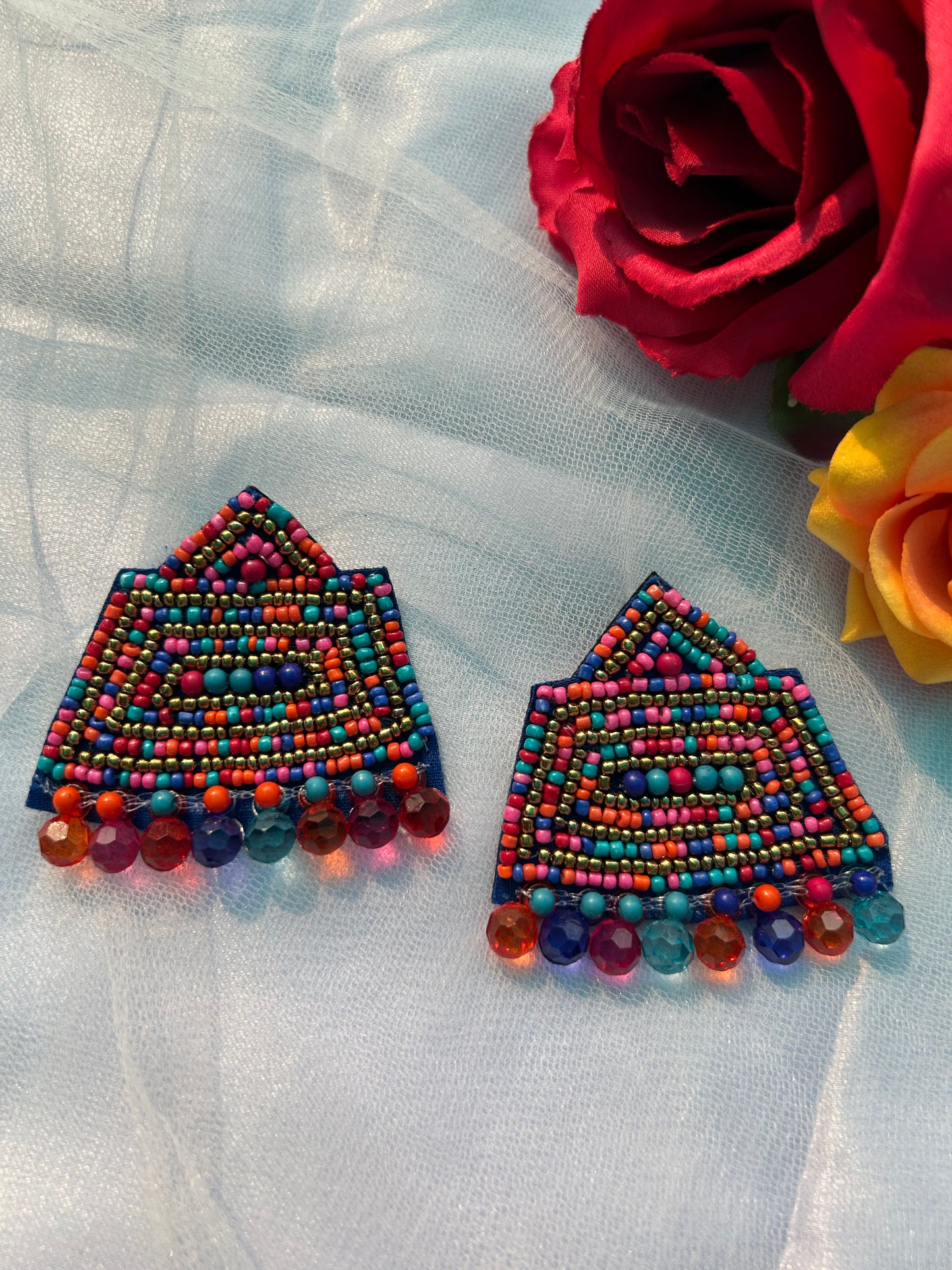 Trapezium beaded earings