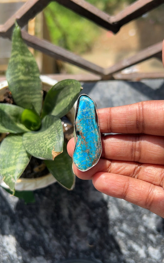 Blue natural stone ring