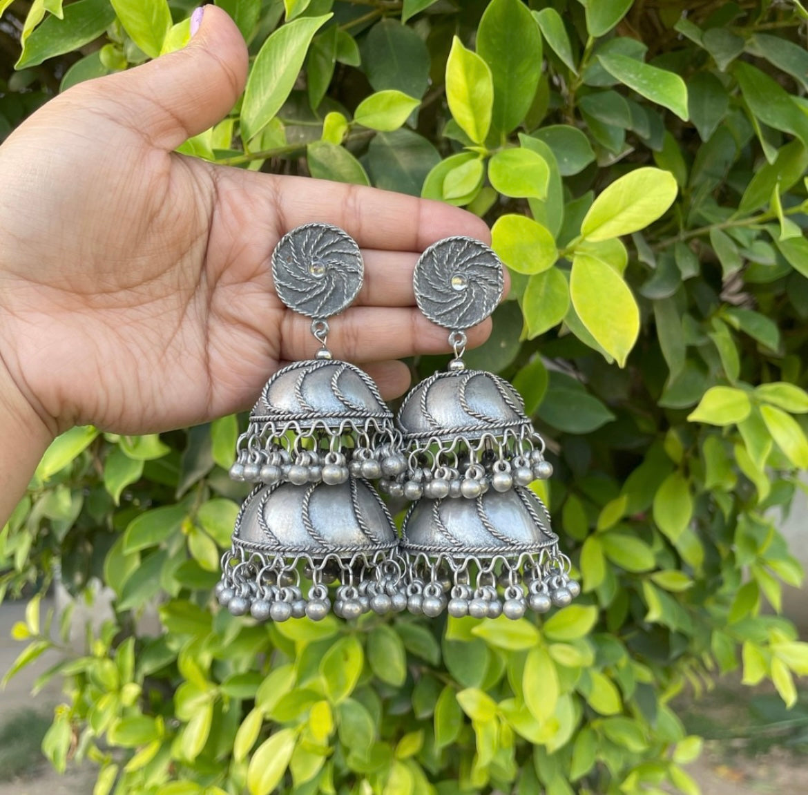 Double jhumka earings