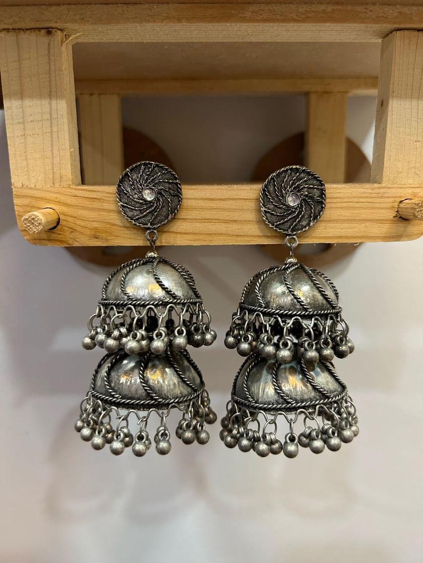 Double jhumka earings